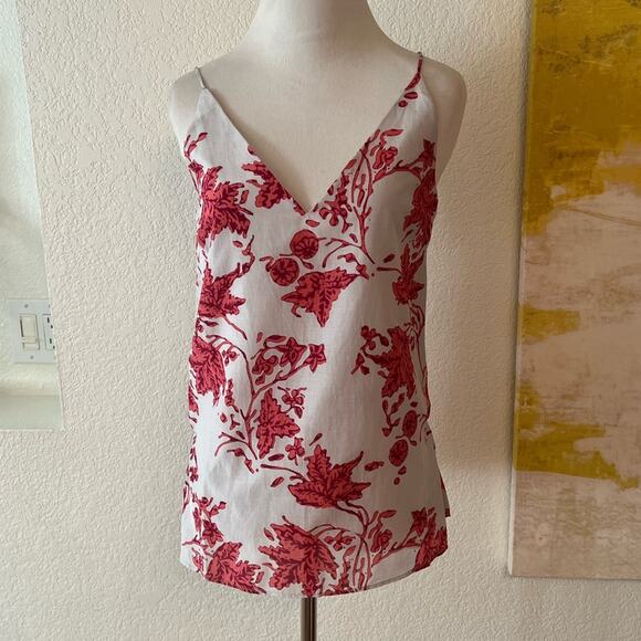 NWOT Club Monaco Floral Soft Printed Silk Cotton Blend Cami Gray Mix - Picture 4 of 8